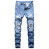 Men's Ripped Jeans Individuality Mid Waisted Jeans Straight Pants